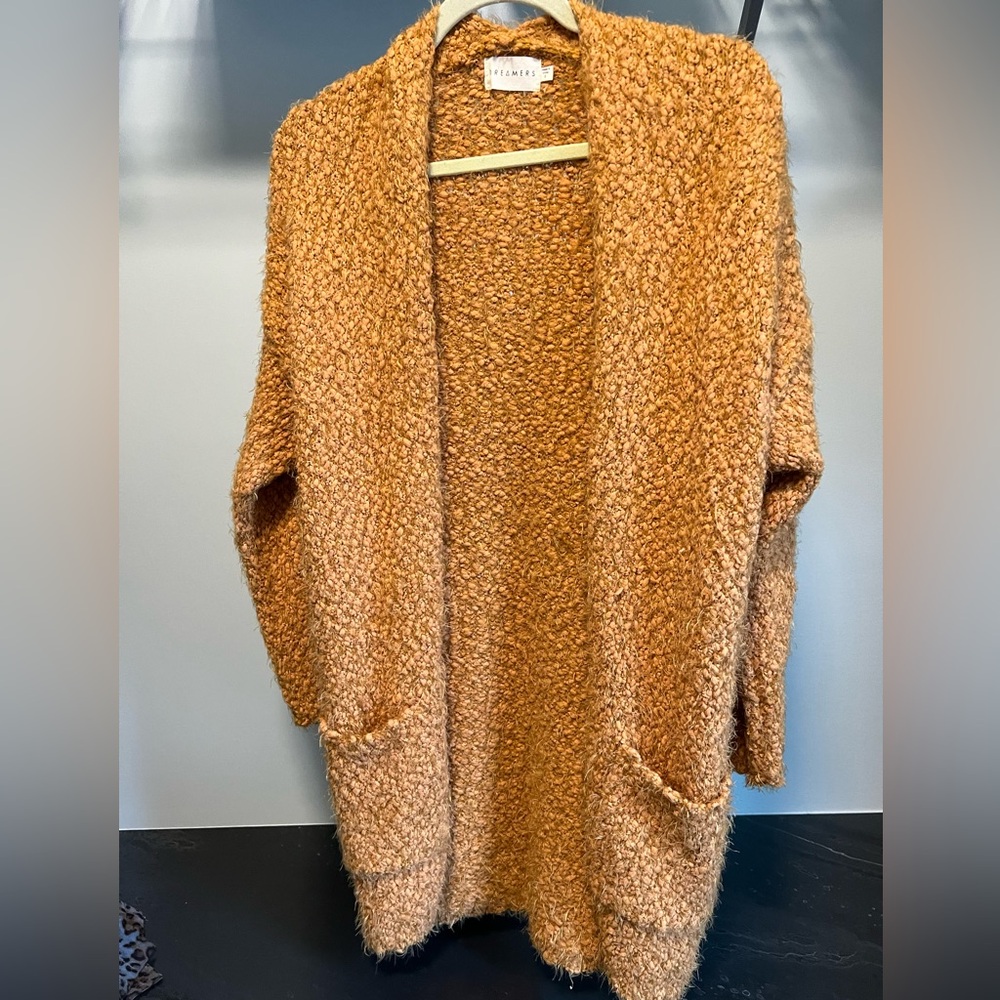 Mustard Fuzzy Knit Cardigan
